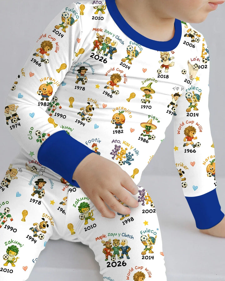 Soccer cup Mascots Bamboo Two Piece Long Sleeve Pajama Set
