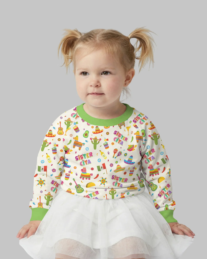 Sudadera de cuello redondo de bambú a juego para la familia del Cinco de Mayo