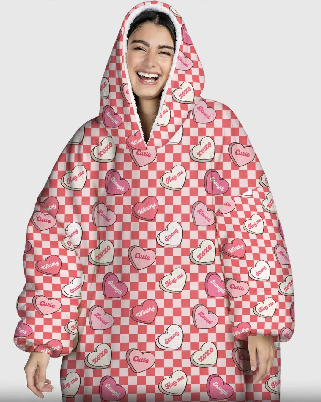 Valentine in Hearts Wearable Blanket Hoodie