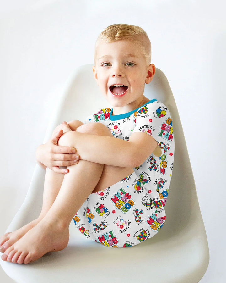 God Says I Am Autism Awareness Two Piece Short Sleeve Shorts Pajama Set