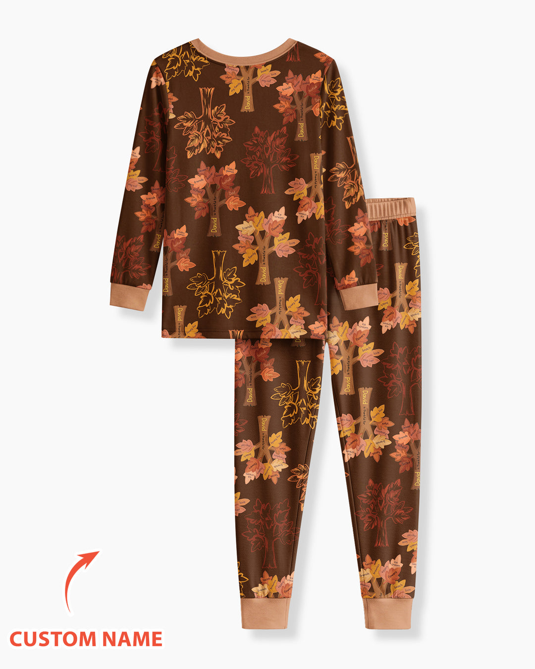Custom Thanksgiving Tree Bamboo Two Piece Long Sleeve Pajama Set