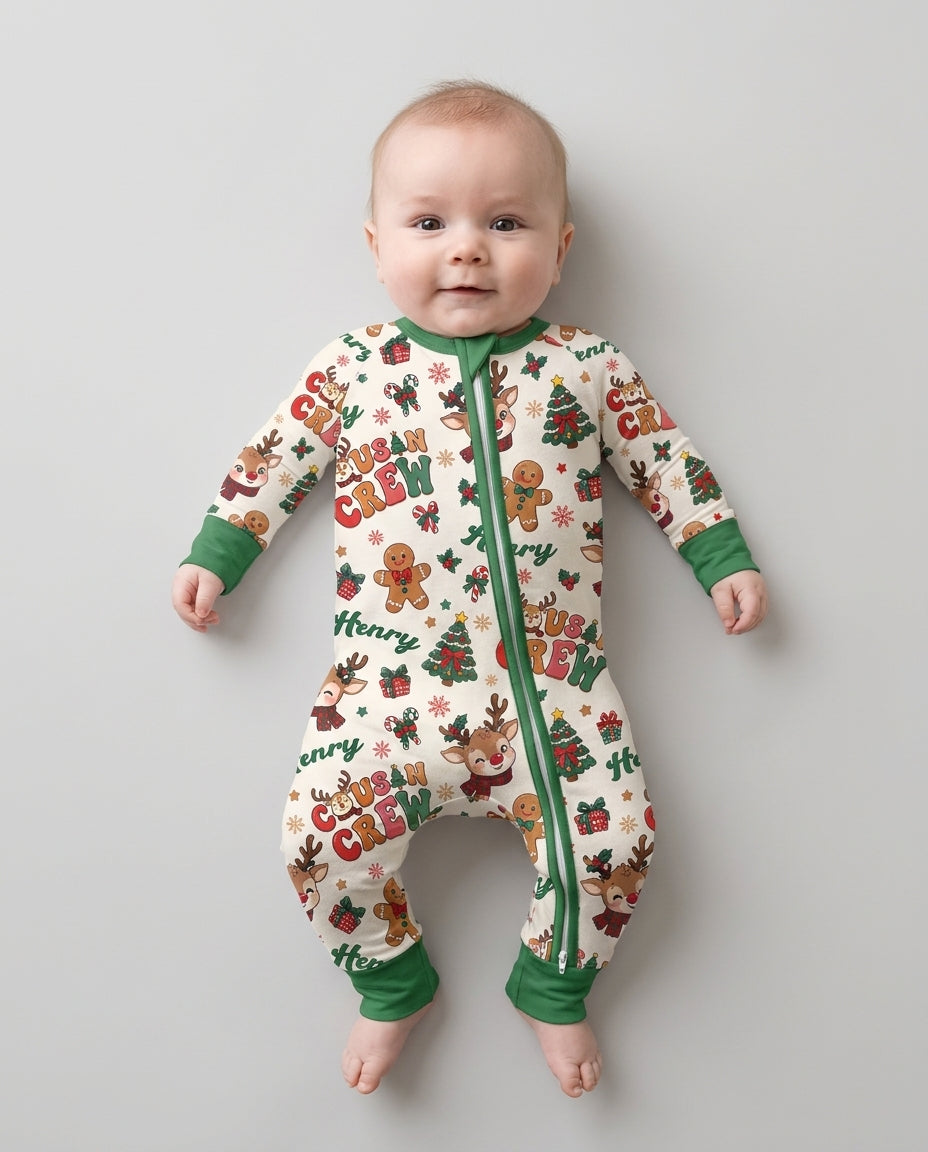 Personalized Christmas Cousin Crew Bamboo Convertible Zippy