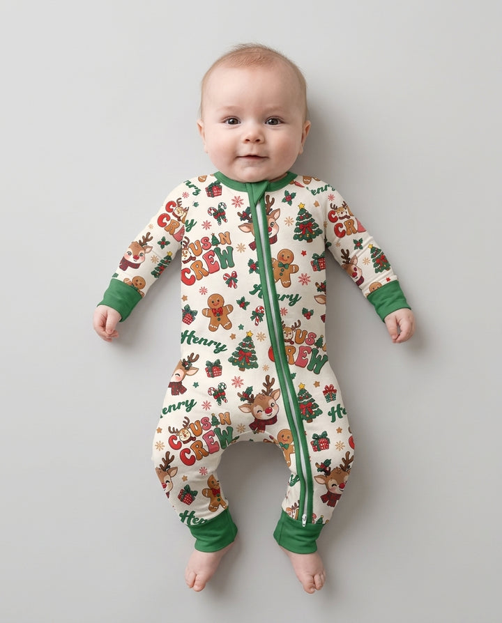 Personalized Christmas Cousin Crew Bamboo Convertible Zippy