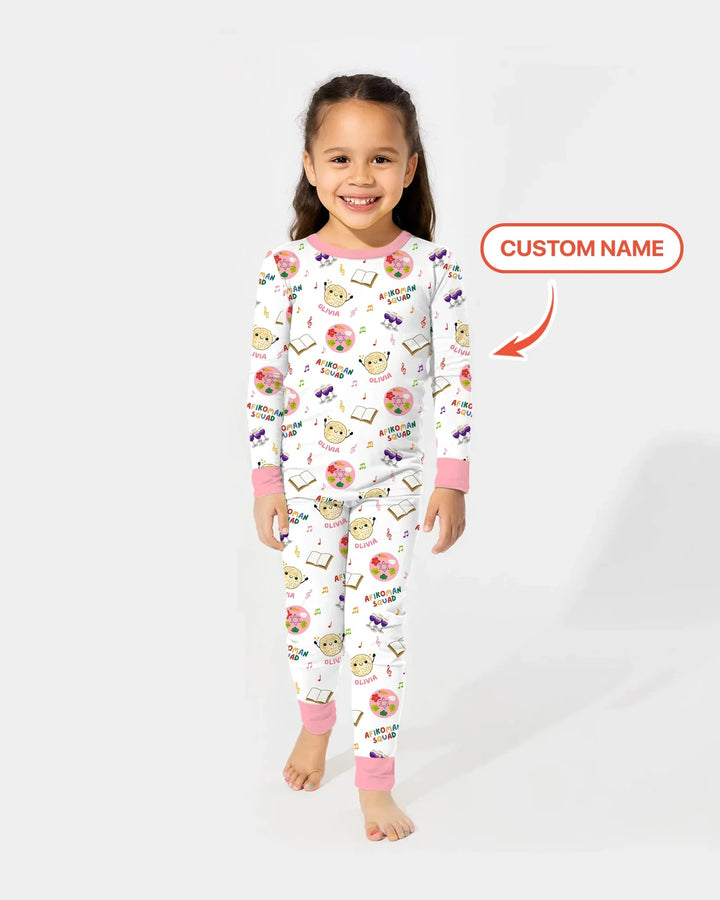 Zweiteiliges Langarm-Pyjama-Set mit Sommerfrüchten