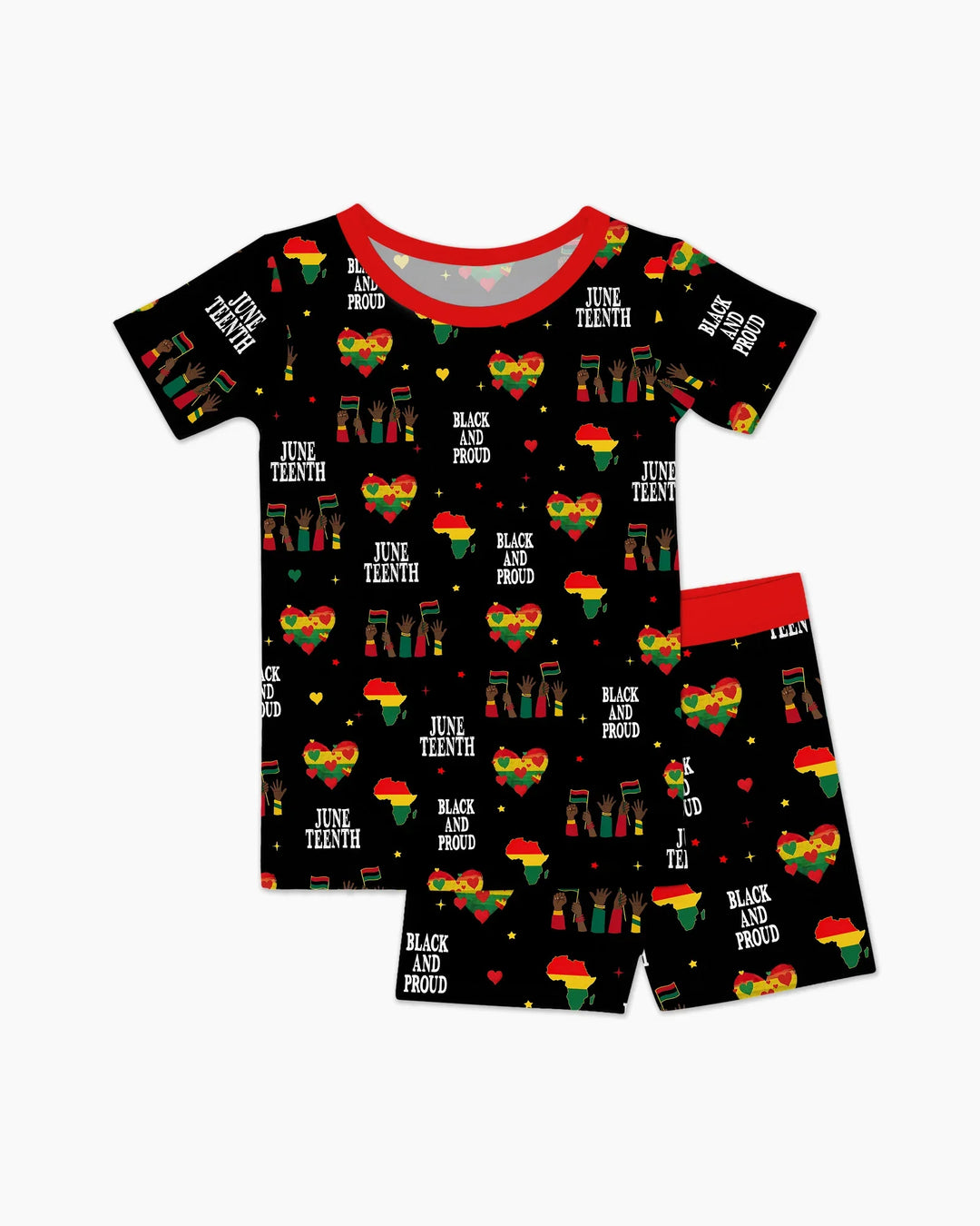 Juneteenth Black and Proud Bamboo Two Piece Short Sleeve Shorts Pajama Set
