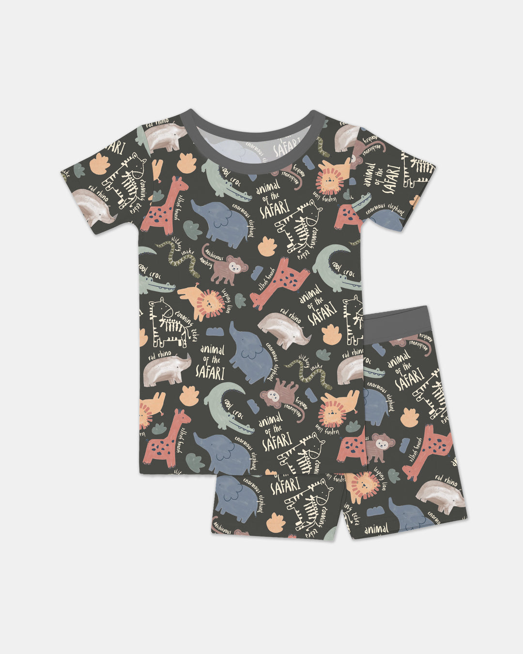 Funny African Animals Two Piece Short Sleeve Shorts Pajama Set