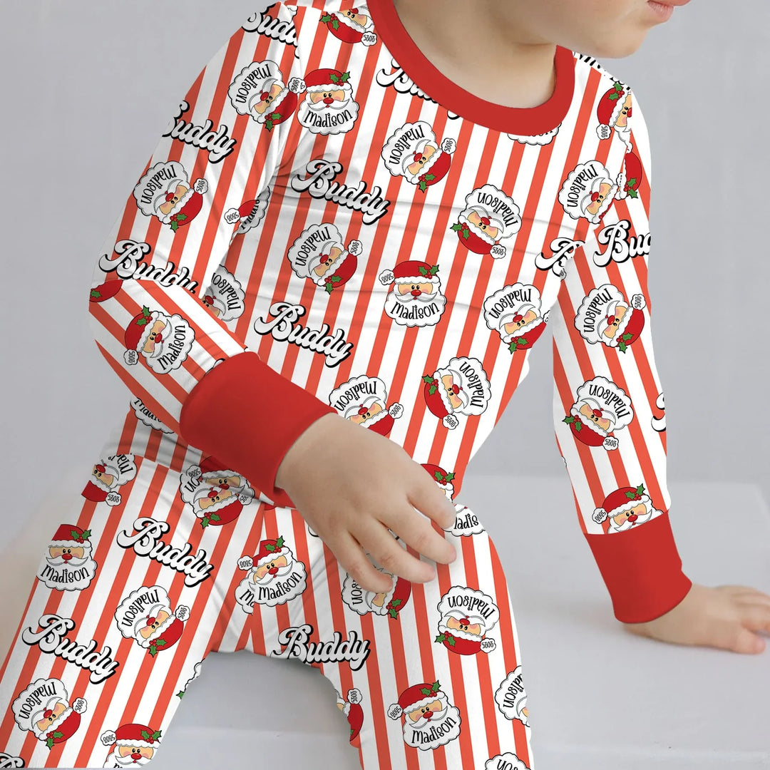 Christmas Santa Claus Custom Name Buddy Two Piece Long Sleeve Pajama Set