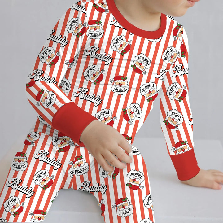 Christmas Santa Claus Custom Name Buddy Two Piece Long Sleeve Pajama Set