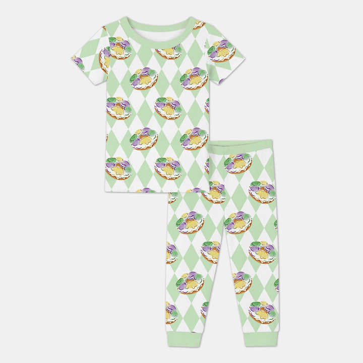 Mardi Gras Donut Two Piece Short Sleeve Pajama Set
