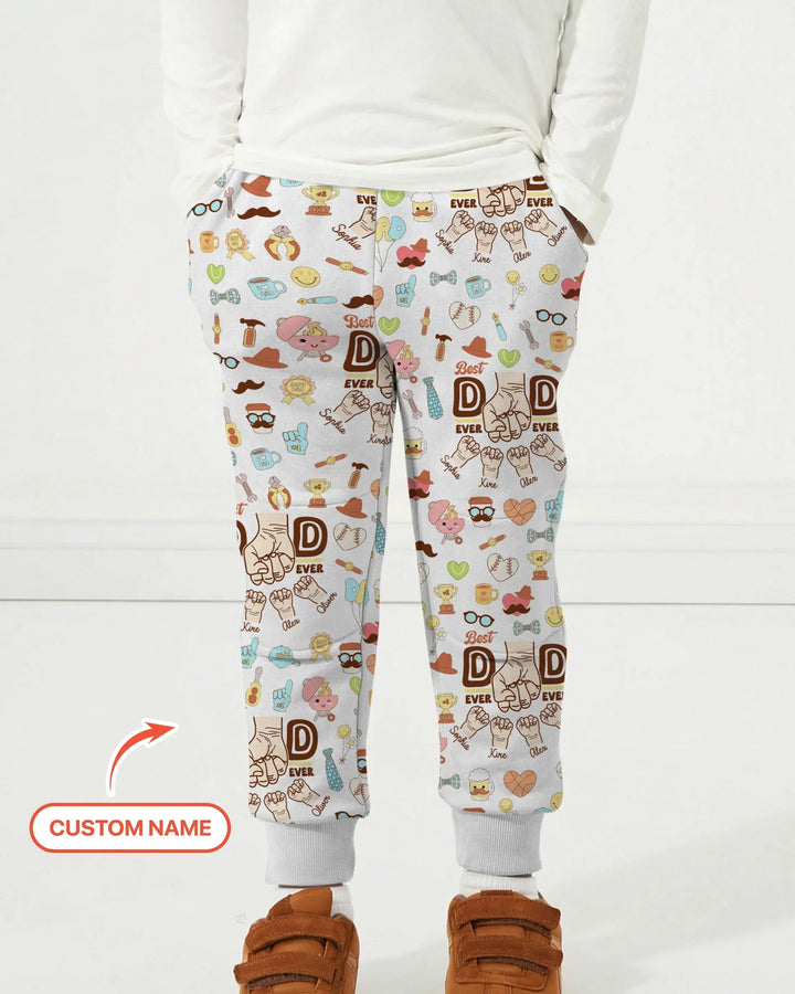Custom Kids Name Best Dad Ever Bamboo Jogger