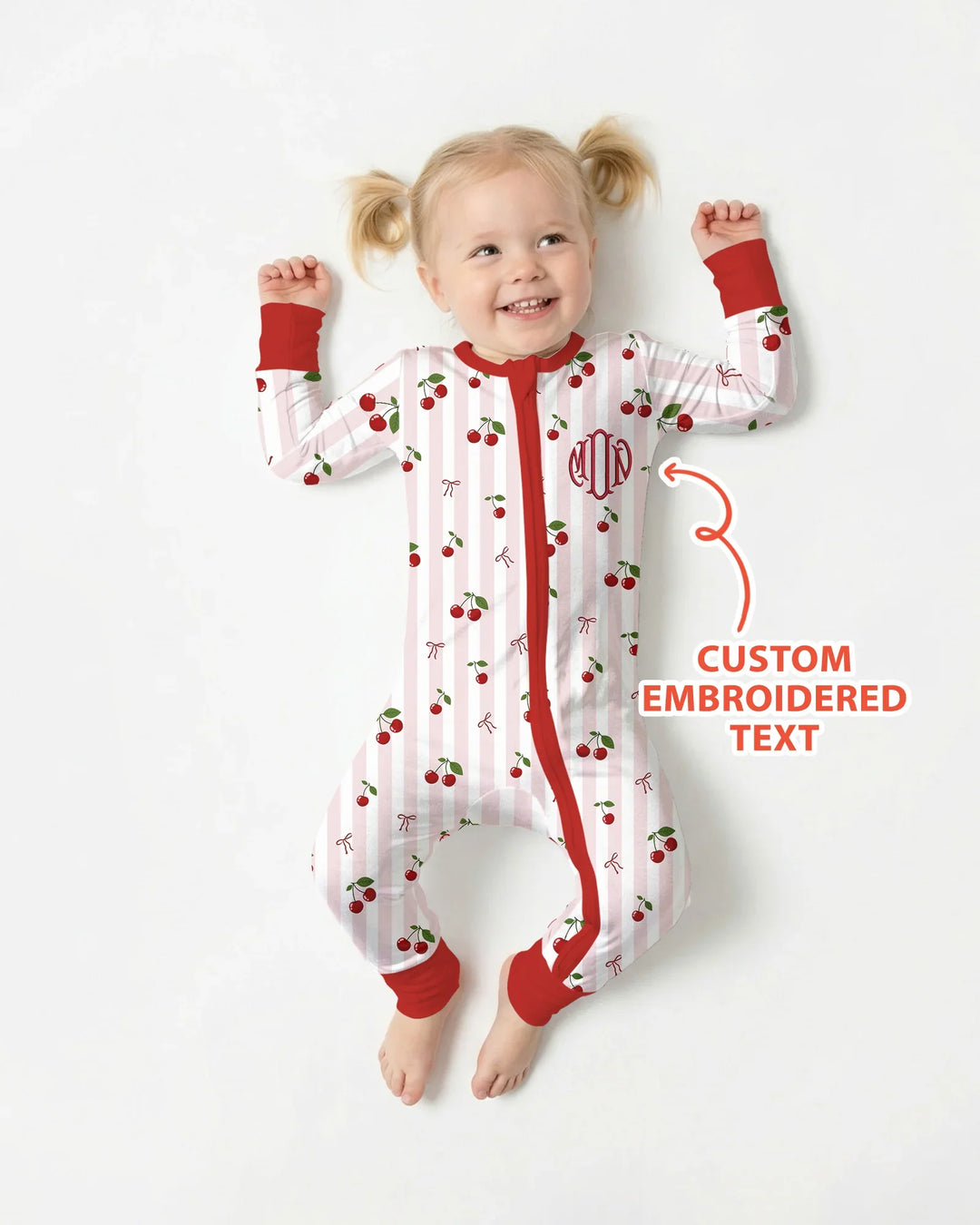 Personalized Embroidered Monogram Letter Cherry Bamboo Convertible Zippy