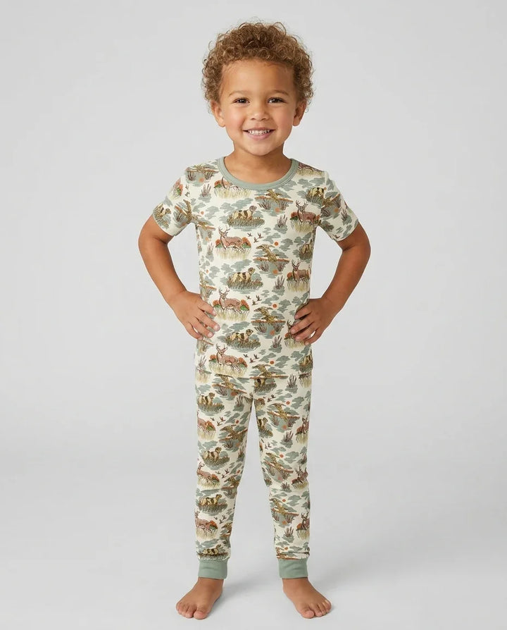 Conjunto de pijama de dos piezas de manga corta de bambú