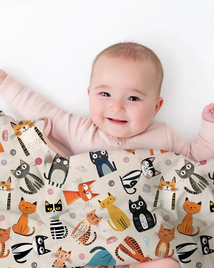 Goofy Mischief Cat Family Matching Bamboo Blanket