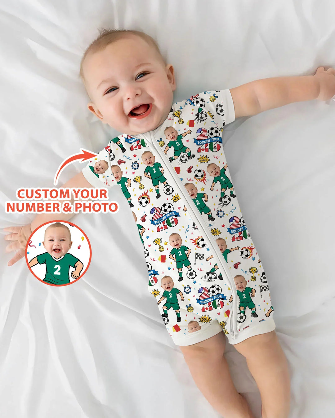 Plantilla PERSONALIZADA de Bambú Pijama Corto con Cremallera