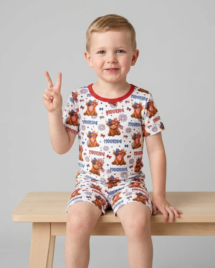 Conjunto de Pijama de Dos Piezas de Bambú con Mangas Cortas y Pantalones Cortos
