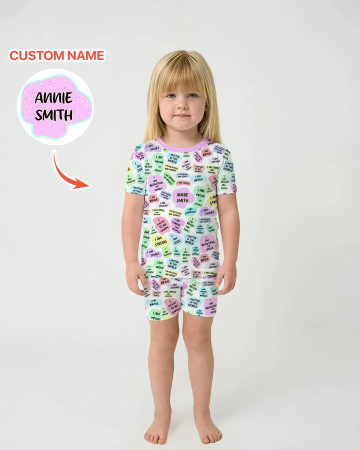 Mom & Baby Daily Affirmation Bamboo Two Piece Short Sleeve Shorts Pajama Set