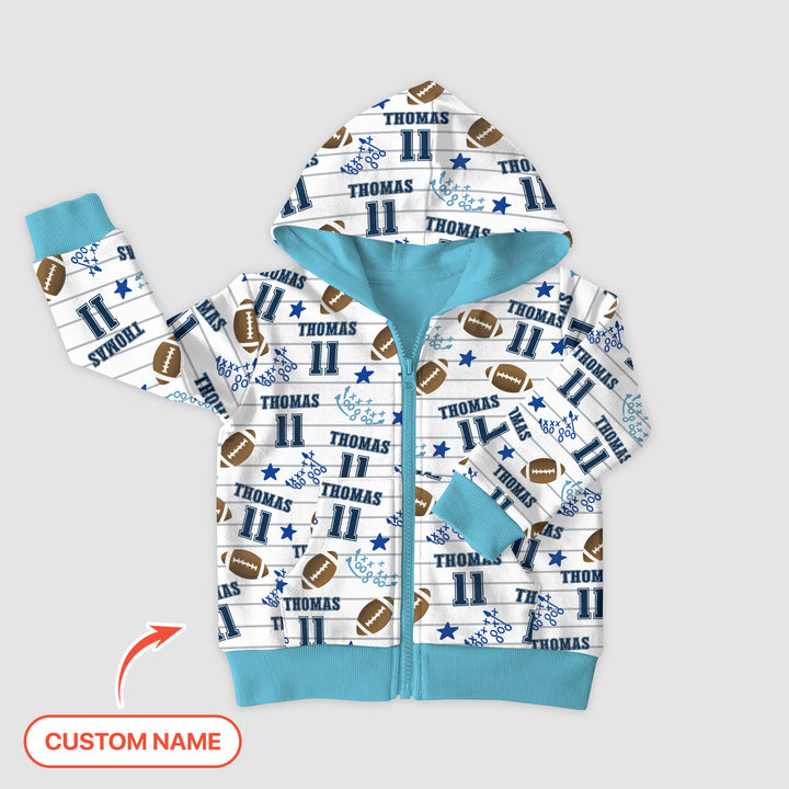 Custom Name Football Time Zip Hoodie