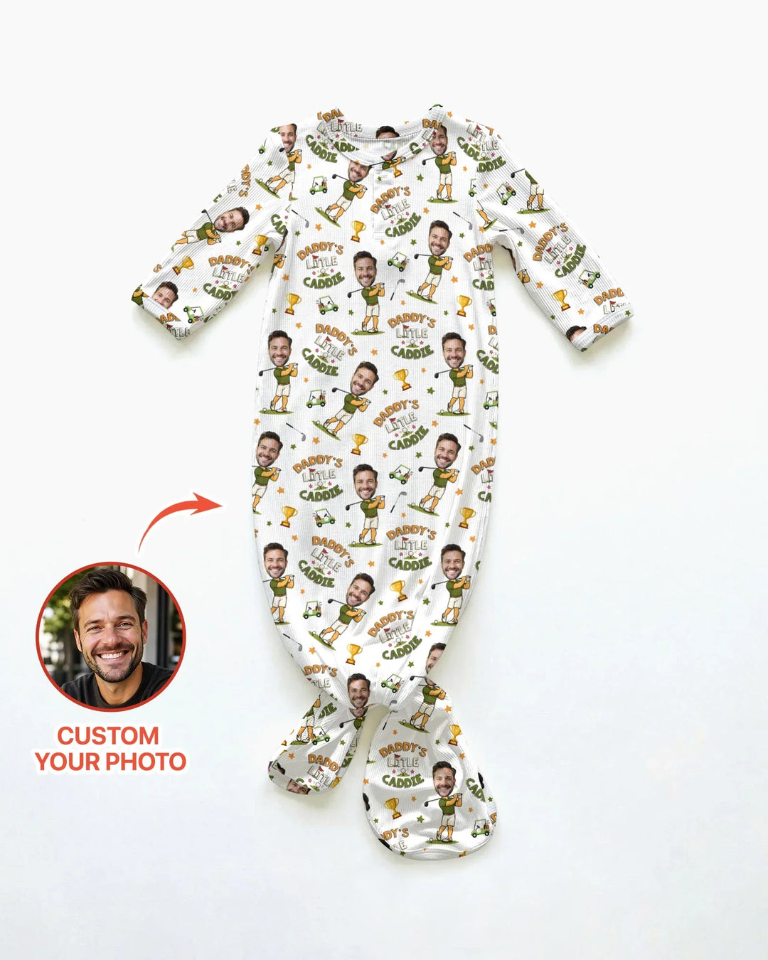 Custom Photo Daddy's Little Caddie Daddy & Me Matching Bamboo Knot Gown