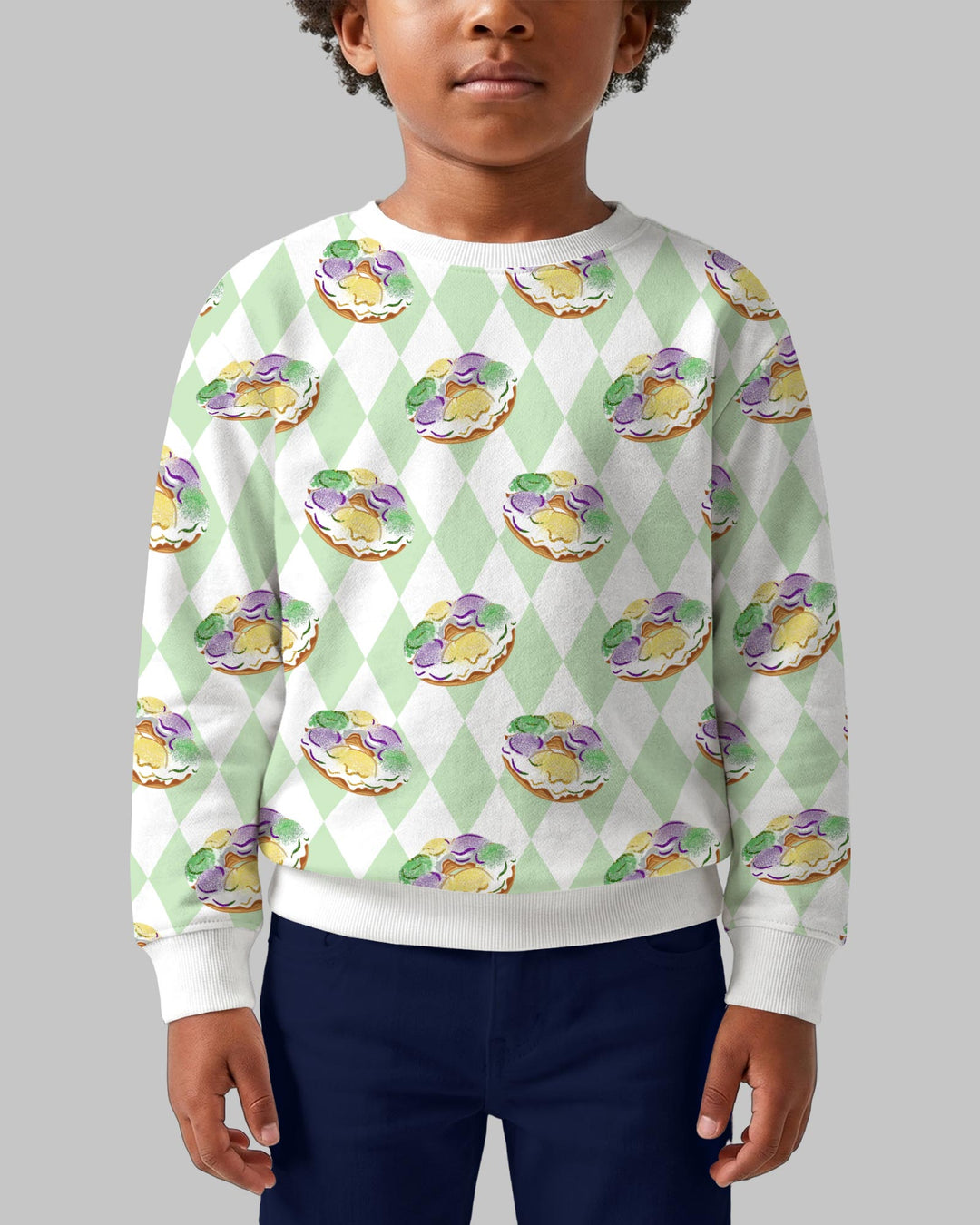 Mardi Gras Donut Crewneck Sweatshirt