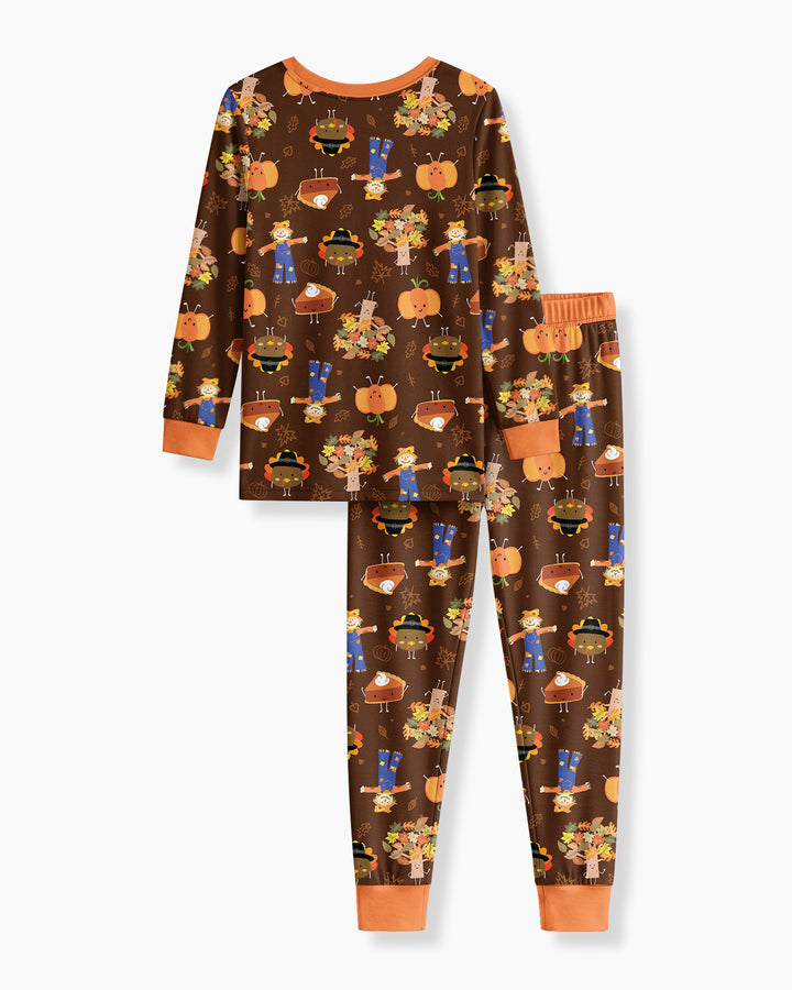 Thanksgiving Festive Bamboo Two Piece Long Sleeve Pajama Set