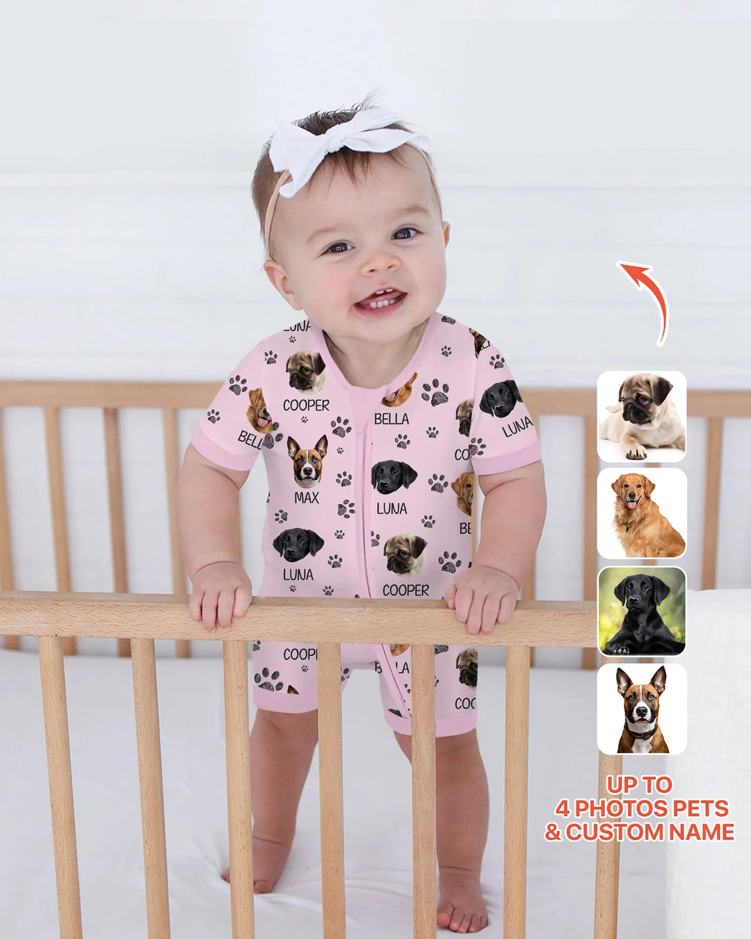 Custom Photo With Paw For Dog Lovers Bamboo Shorty Zippy