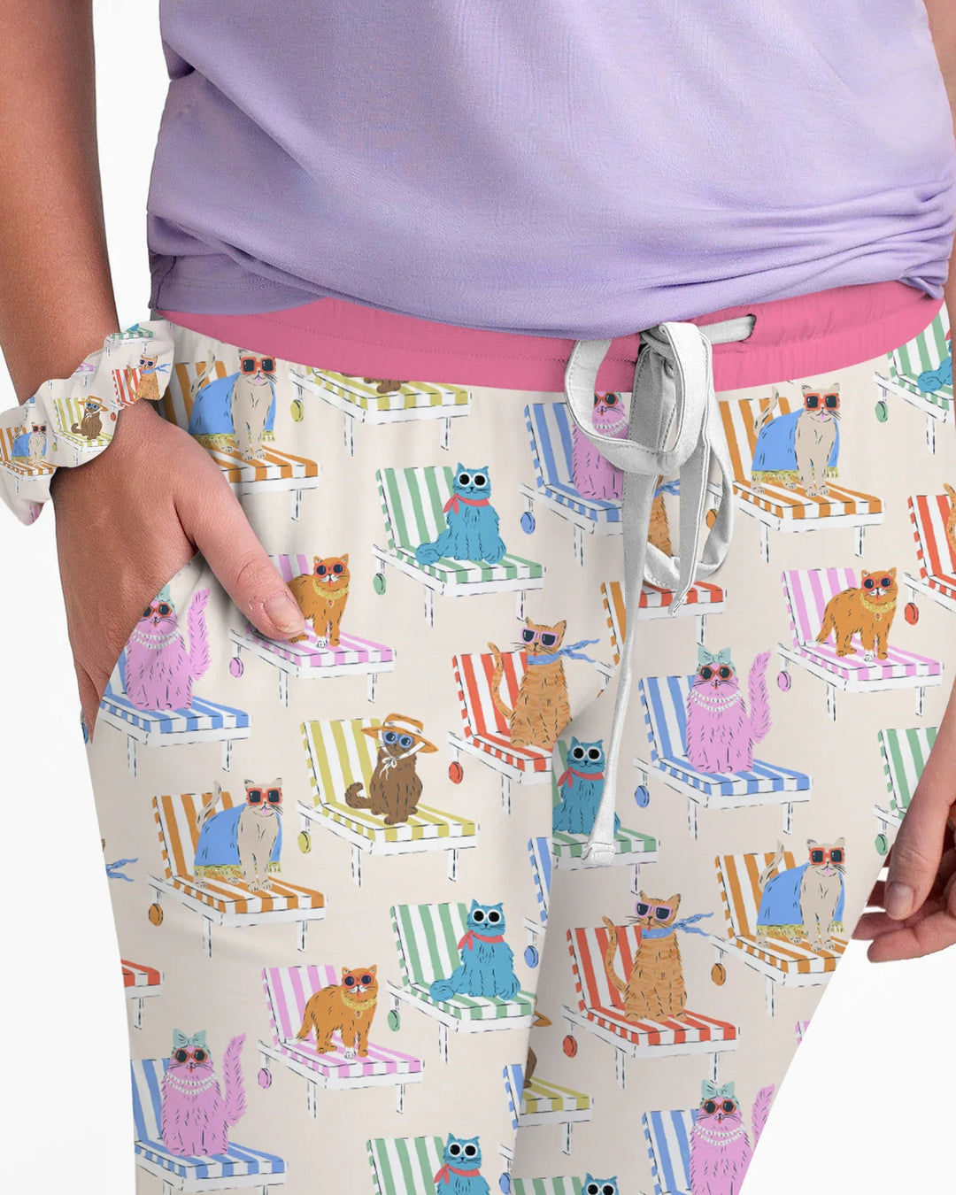 Meow Sunbathing Mommy & Me Matching Bamboo Women Pajama Set