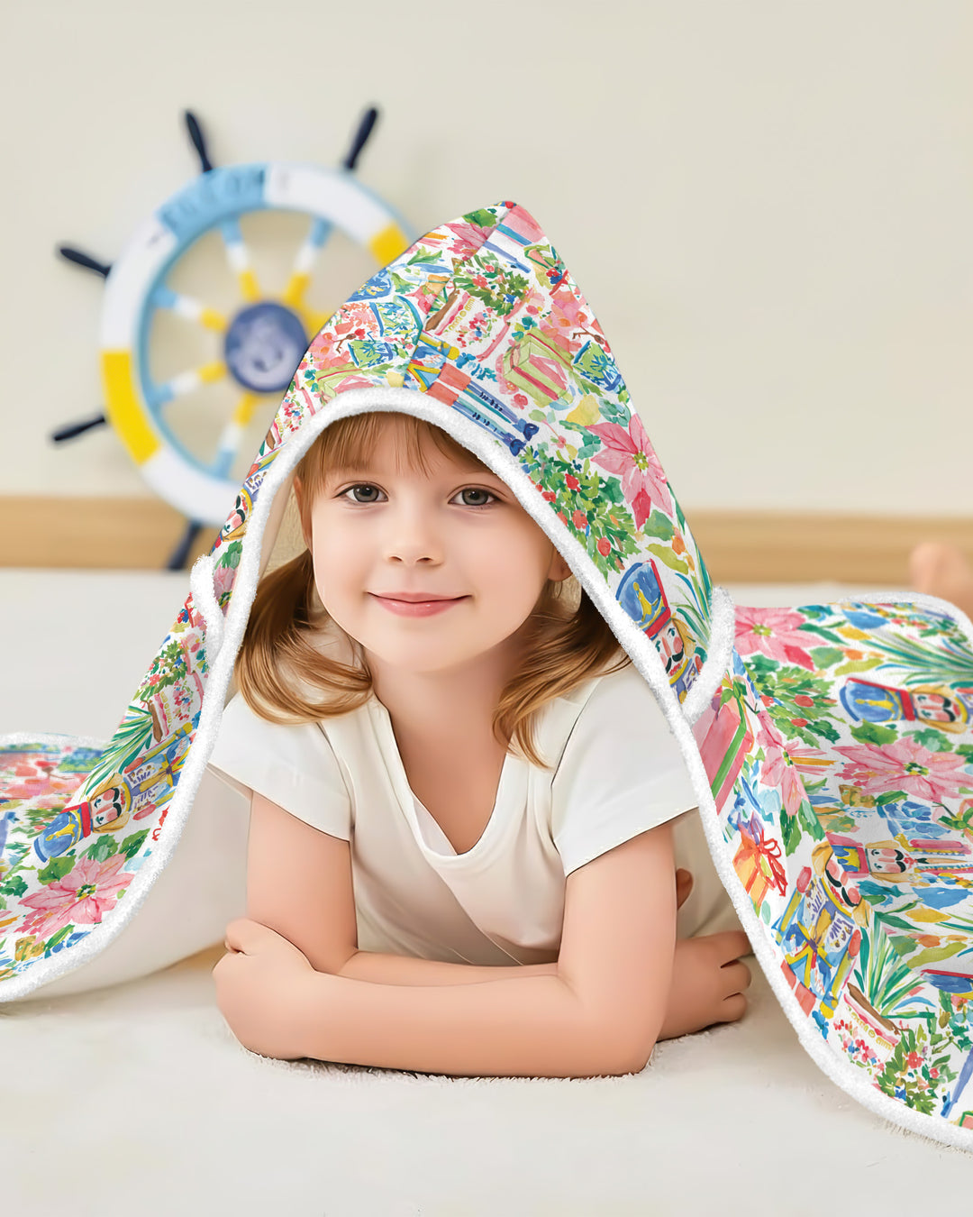 Watercolor Nutcracker Holiday Wearable Hooded Blanket