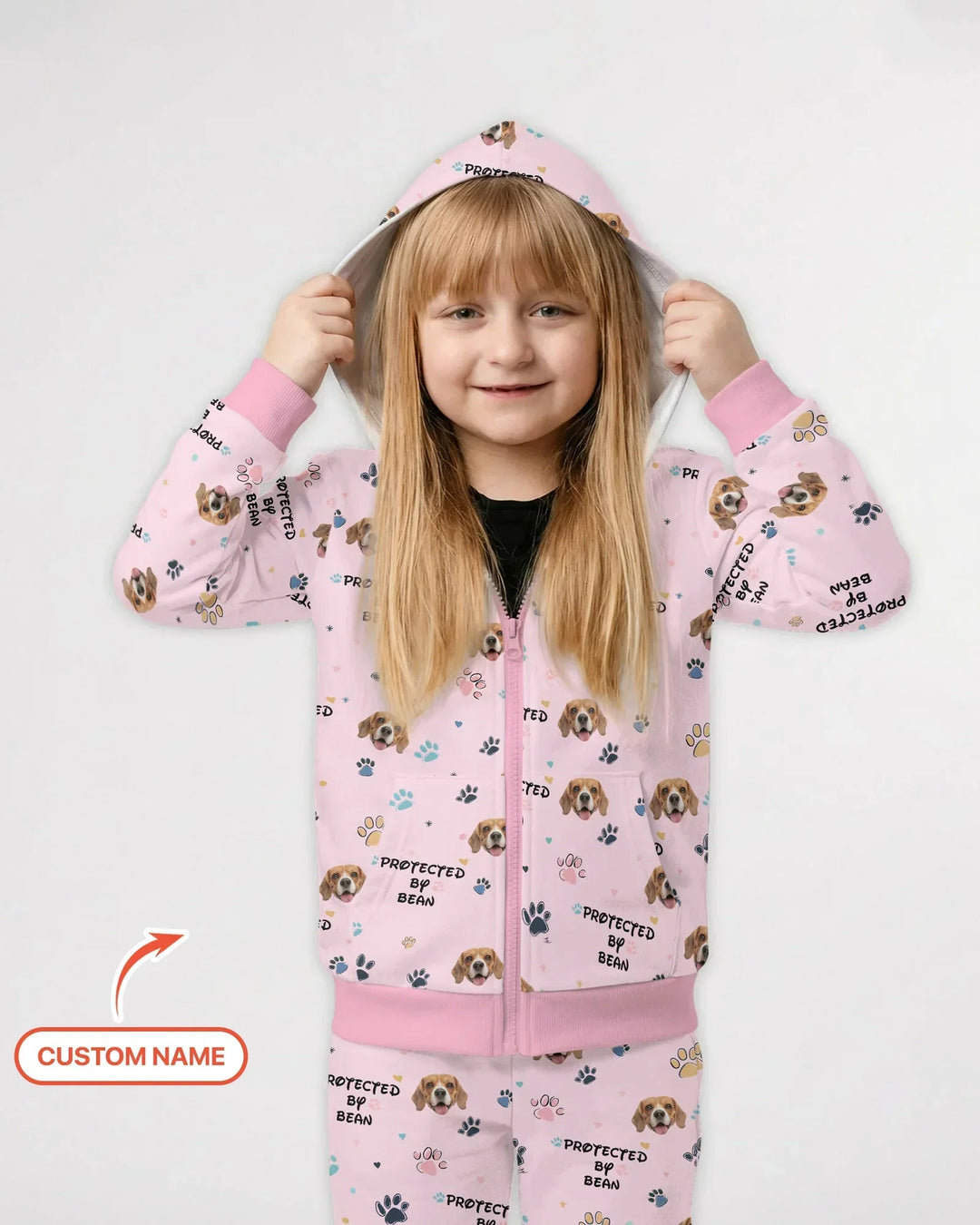 Custom Dog Photo "Protected By" Bamboo Zip Hoodie