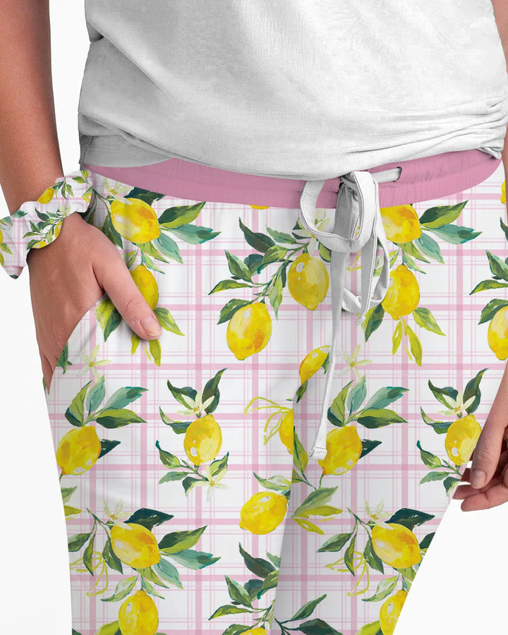 Conjunto de Pijama de Bambú para Mujer con Limones Mediterráneos a Juego para Toda la Familia