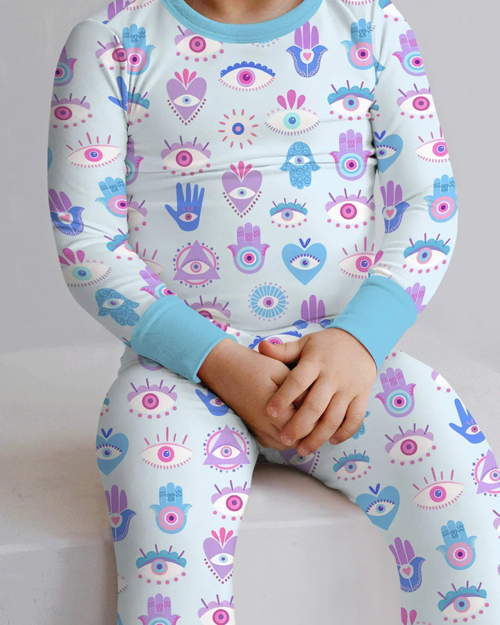 Zweiteiliges Langarm-Pyjama-Set mit Sommerfrüchten