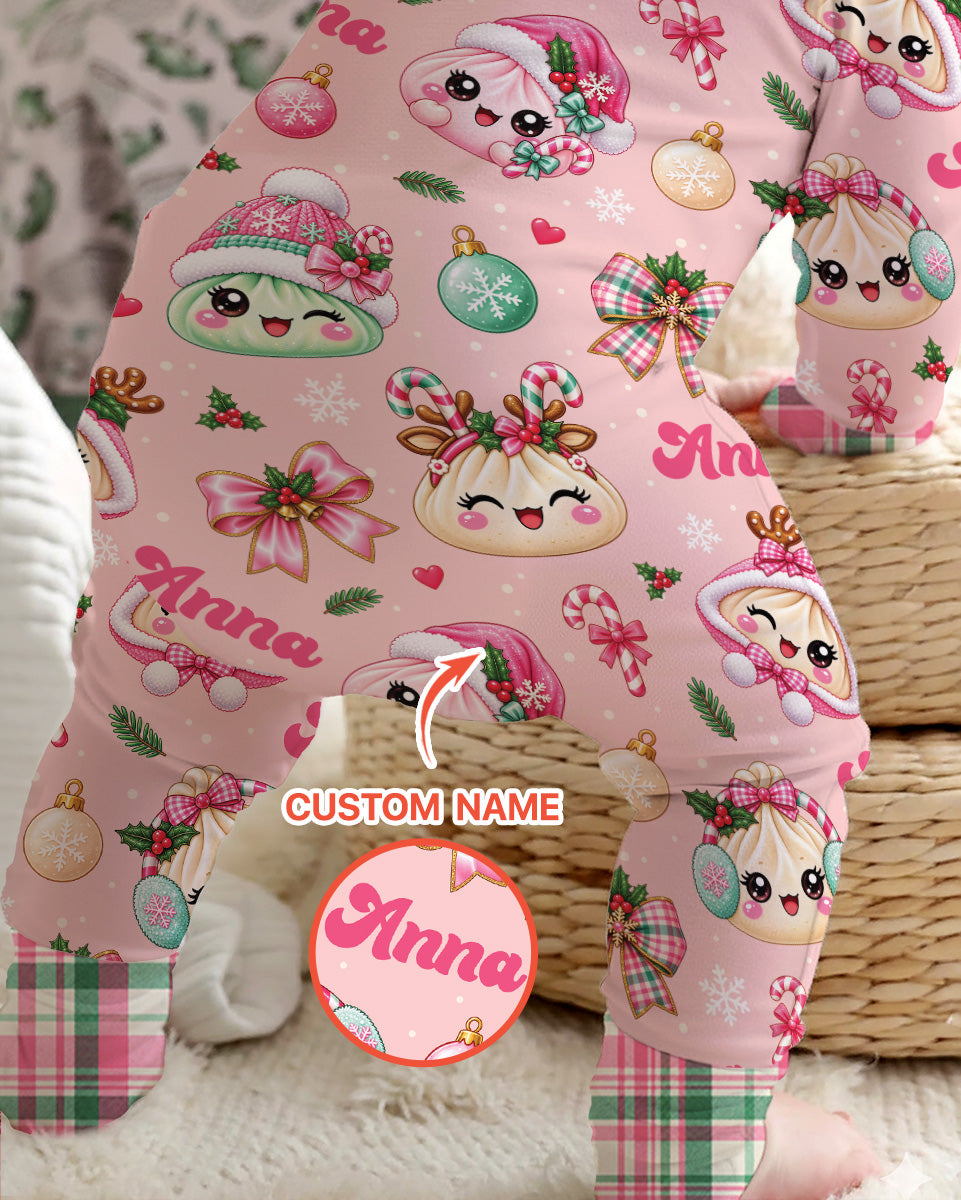Custom Name Kawaii Christmas Dumpling Bamboo Convertible Zippy