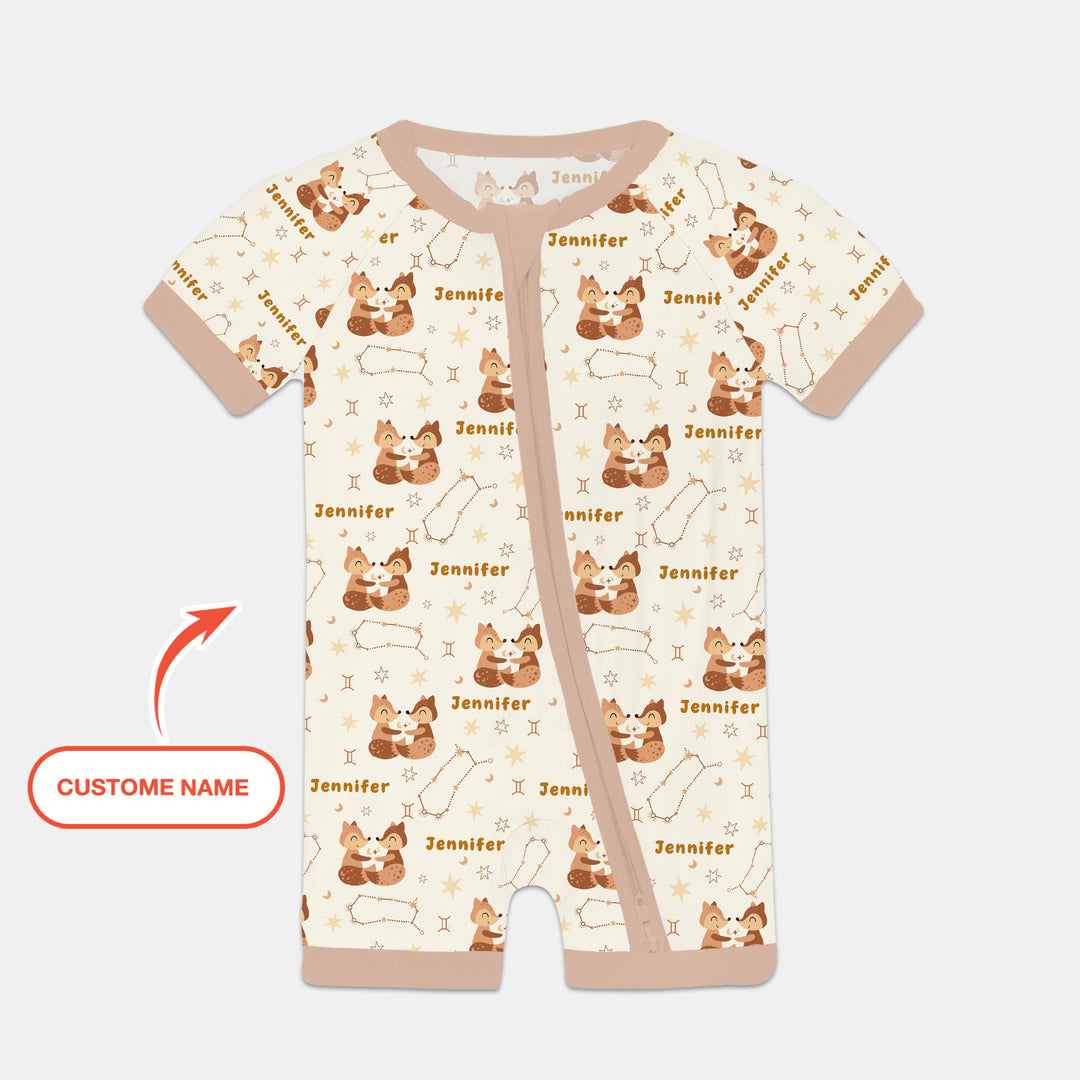 Bohemian Baby Zodiac Signs Custom Name Shorty Zippy