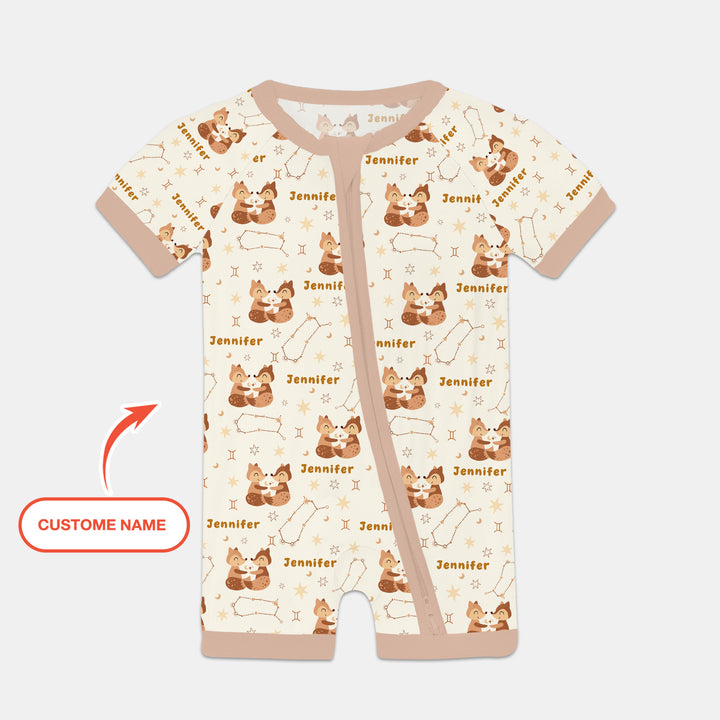 Bohemian Baby Zodiac Signs Custom Name Shorty Zippy
