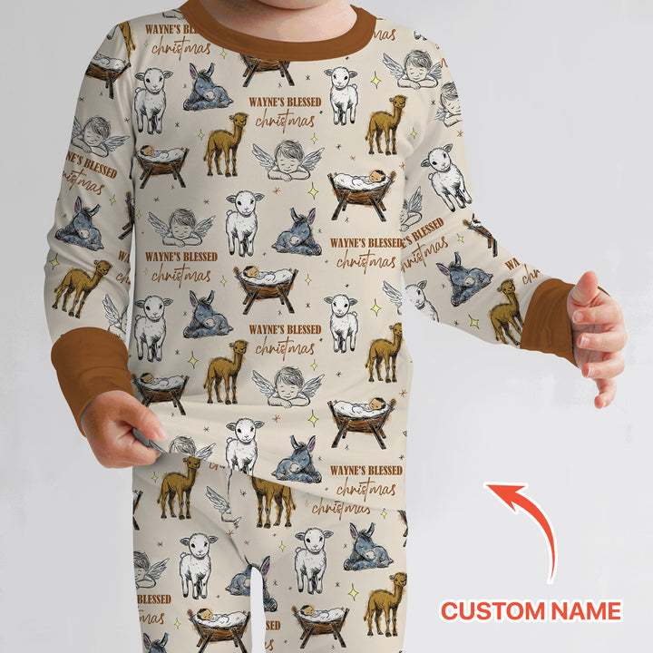 Zweiteiliges Langarm-Pyjama-Set mit Sommerfrüchten