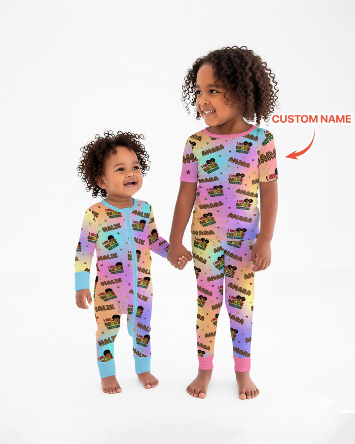 Custom Name I Am Black History Custom Two Piece Long Sleeve Pajama Set