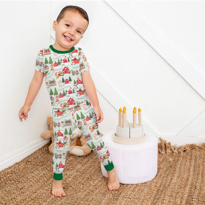 Christmas on Farm Two Piece Short Sleeve Pajama Set
