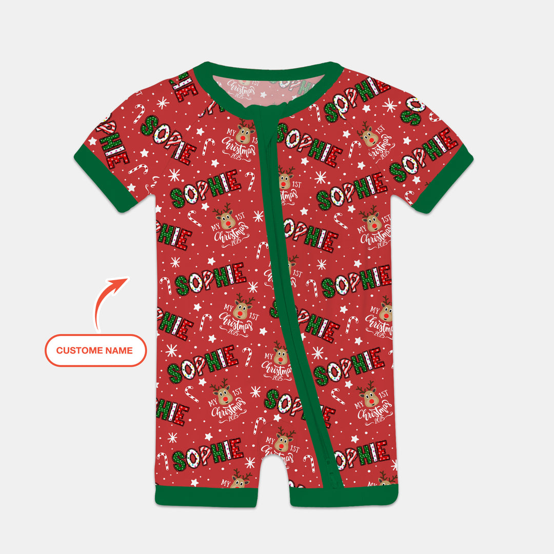 Custom Name "My First Christmas 2025" Shorty Zippy