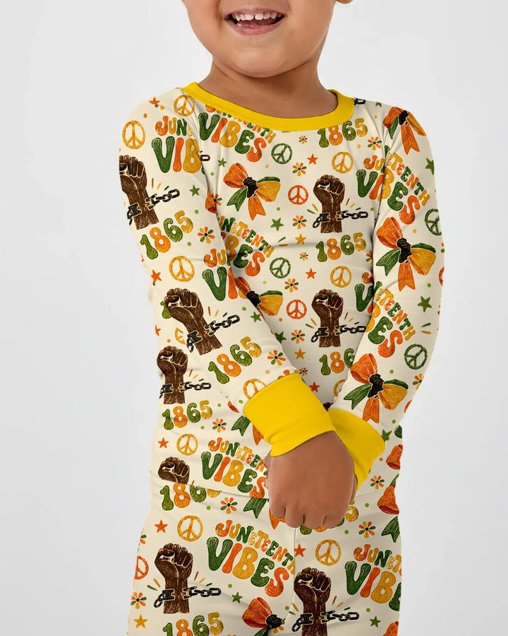 Juneteenth Vibes Vintage Bamboo Two Piece Long Sleeve Pajama Set