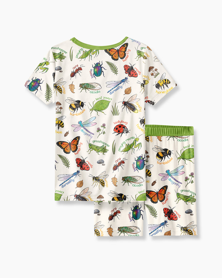 Bug Learning Bamboo Two Piece Short Sleeve Shorts Pajama Set