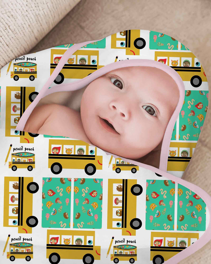 School Bus Adventures Hooded Bamboo Towel Set