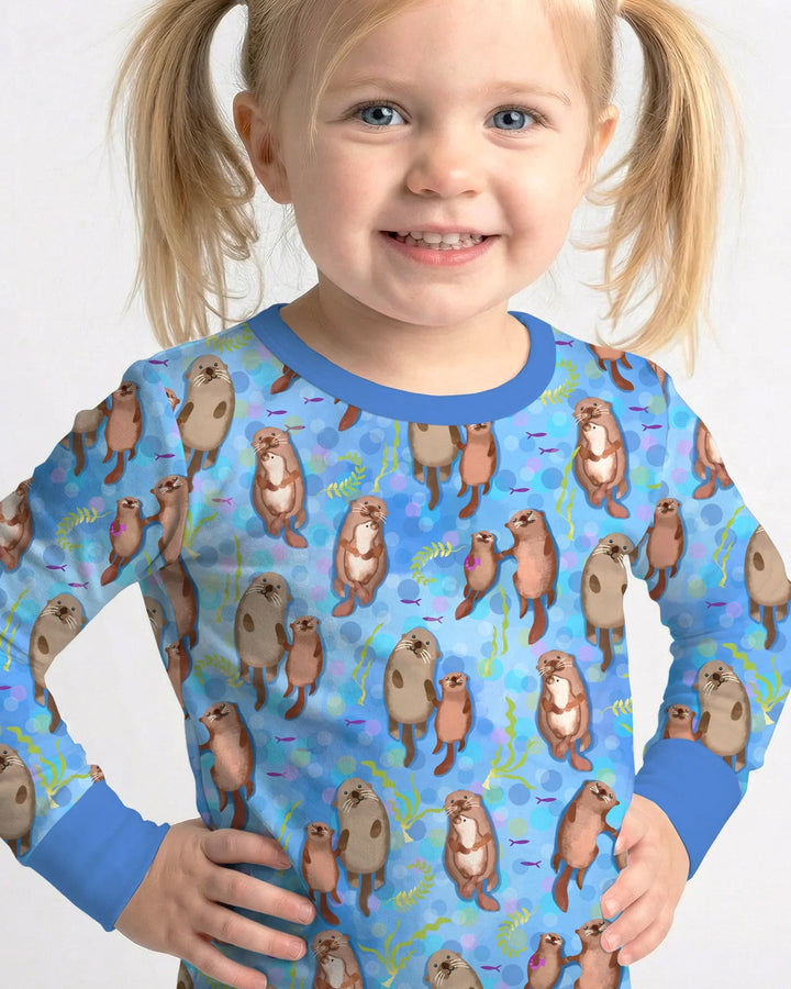Conjunto de pijama de dos piezas de bambú con mangas largas Otterly Together