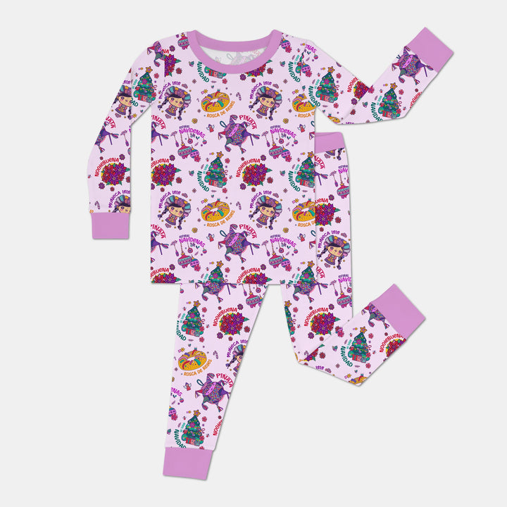 Zweiteiliges Langarm-Pyjama-Set mit Sommerfrüchten