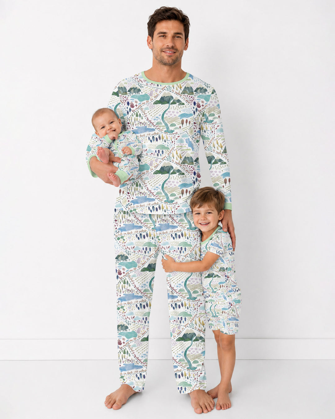 Whimsical Psalms 23 Map Bamboo Two Piece Long Sleeve Pajama Set