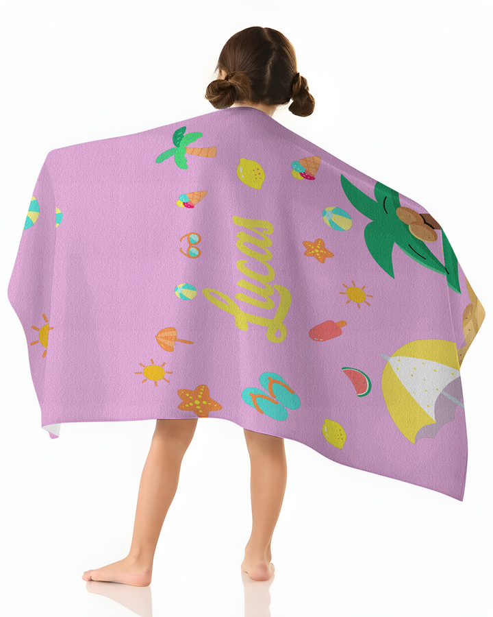 Personalised Fruits Palm Tree Marine Animals Bamboo Beach Towel