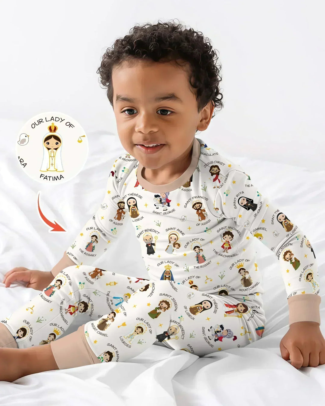 Pray For Us Family Matching Two Piece Long Sleeve Pajama Set