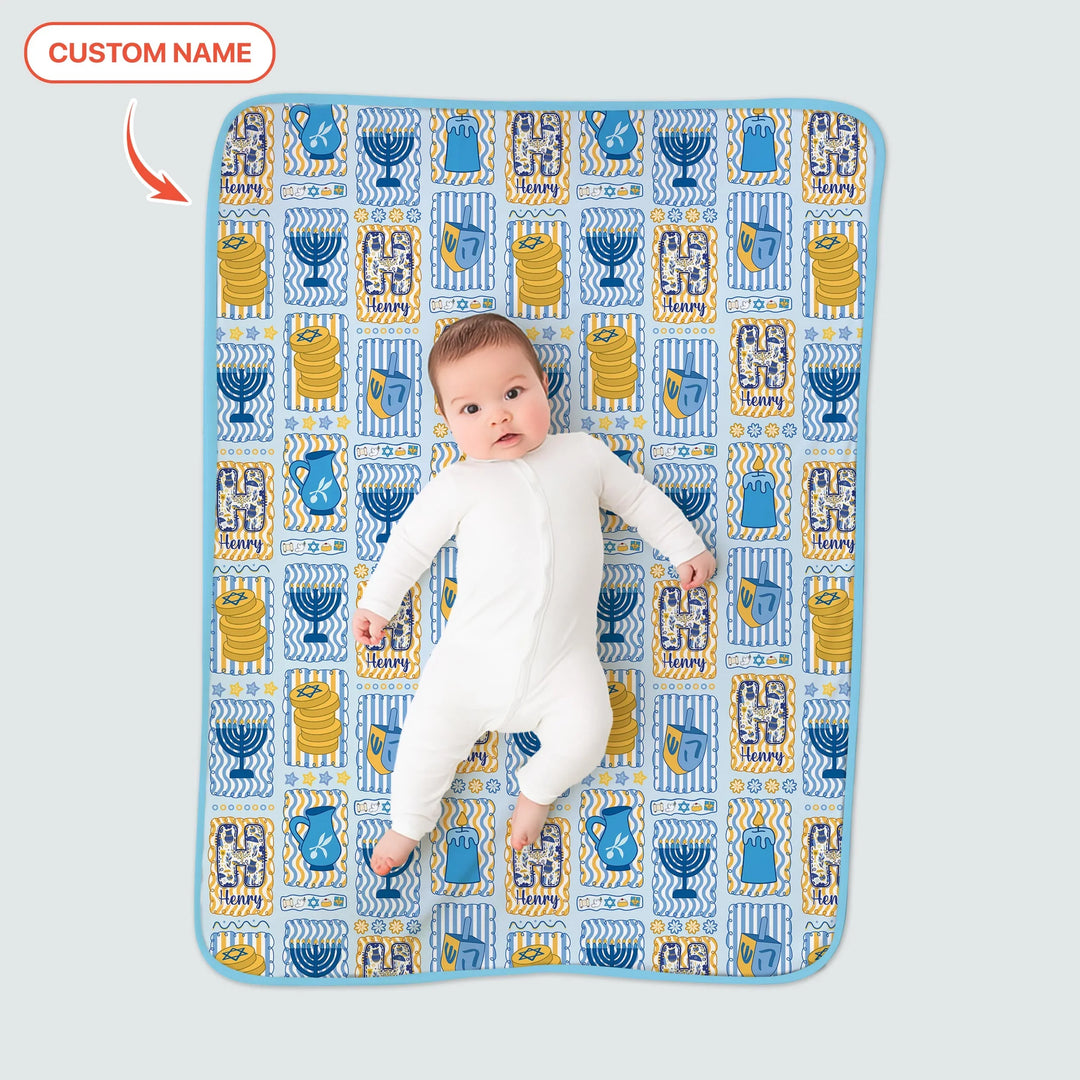 Custom Name Hanukkah Wonderland Toddler Blanket