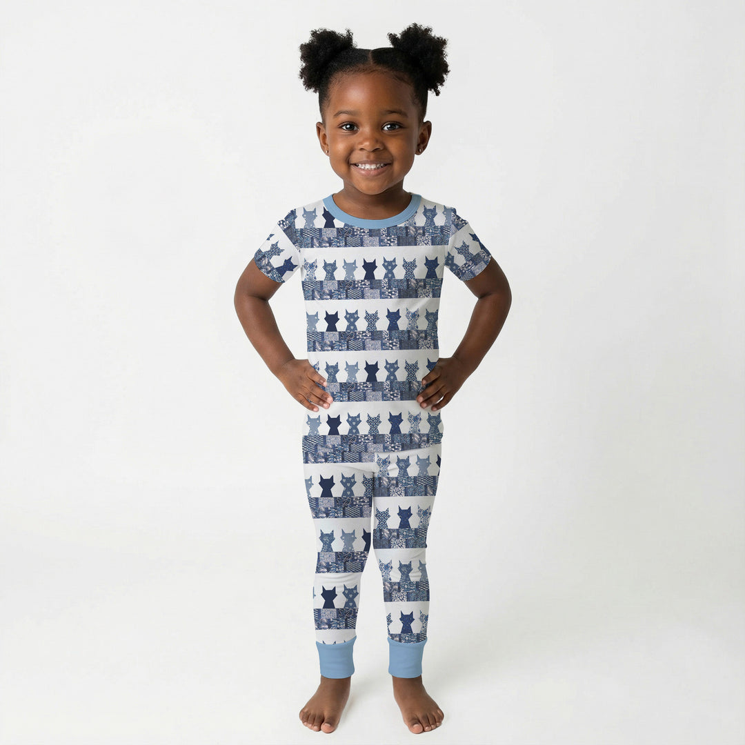 Midnight Feline Two Piece Short Sleeve Pajama Set