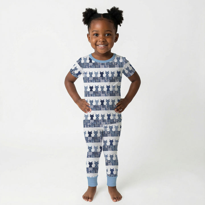Midnight Feline Two Piece Short Sleeve Pajama Set