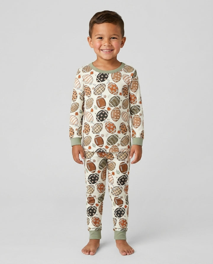 Boho Football Bamboo Two Piece Long Sleeve Pajama Set