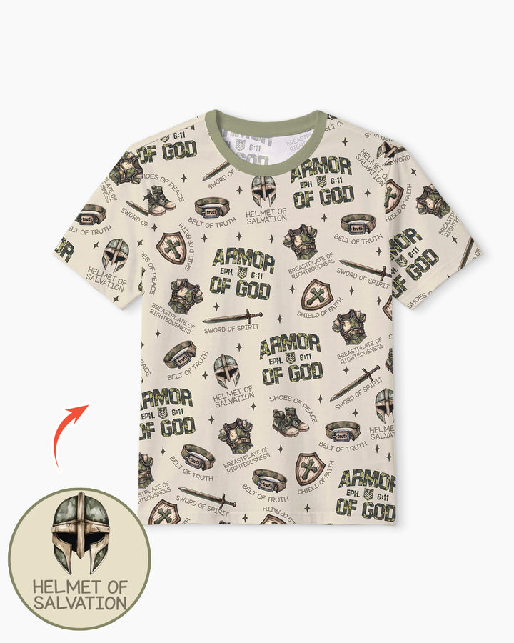 Camo Armor Of God Bamboo Men Short Sleeve Short Pajama Set